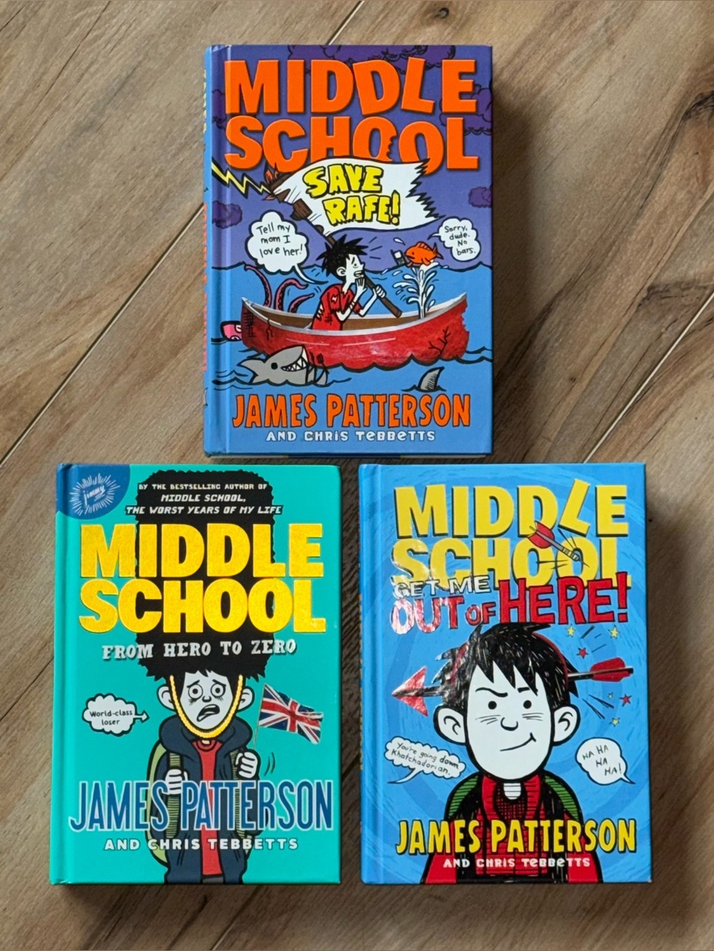 Middle School: Get Me Out of Here! James Patterson Set Hard Cover Books